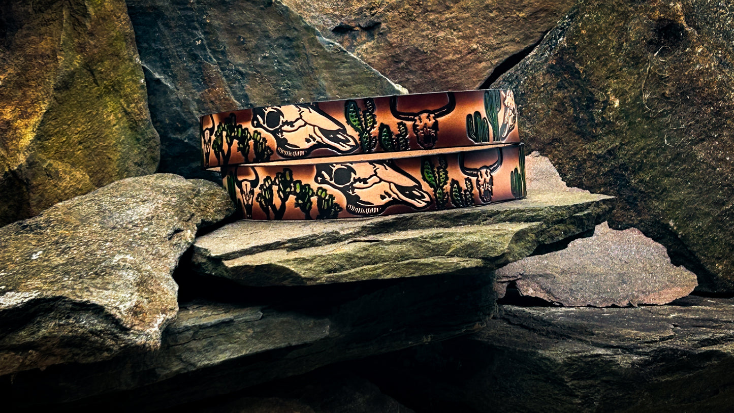 Painted Cow Skulls Belt