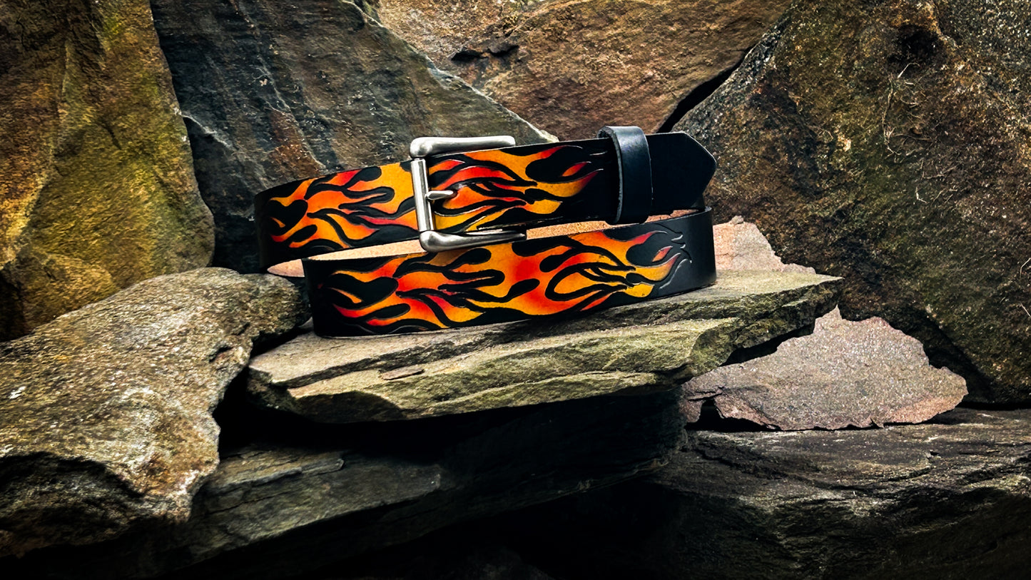 Painted Burning Flames Belt