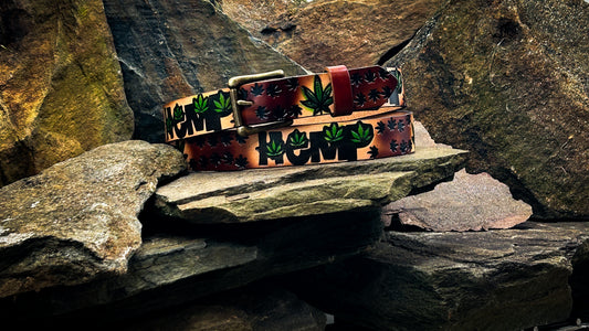 Painted Hemp Leaf Belt