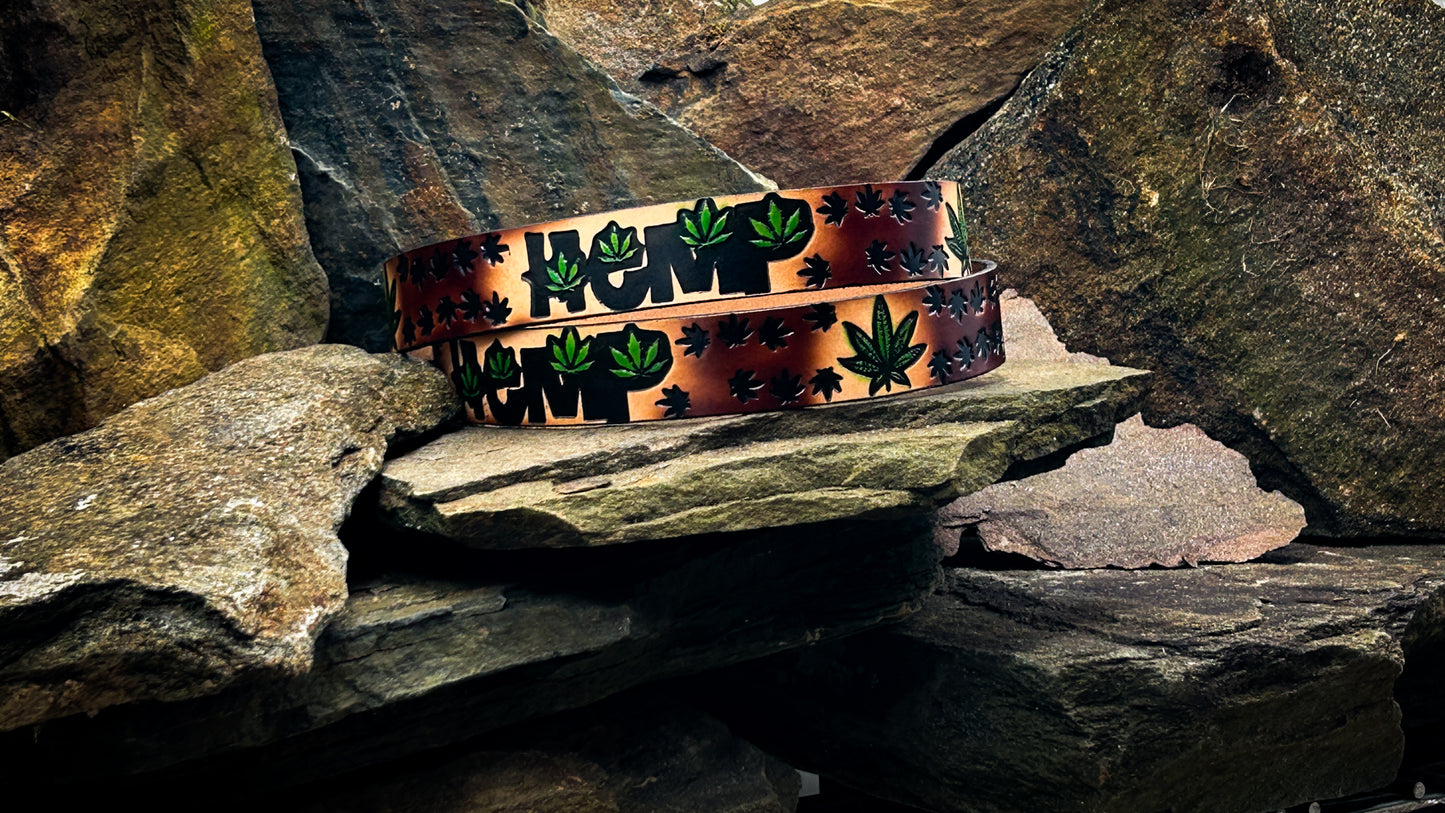 Painted Hemp Leaf Belt