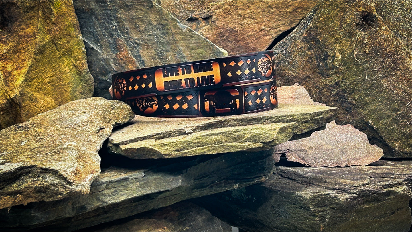 Live to Ride, Ride to Live Basket Weave Belt