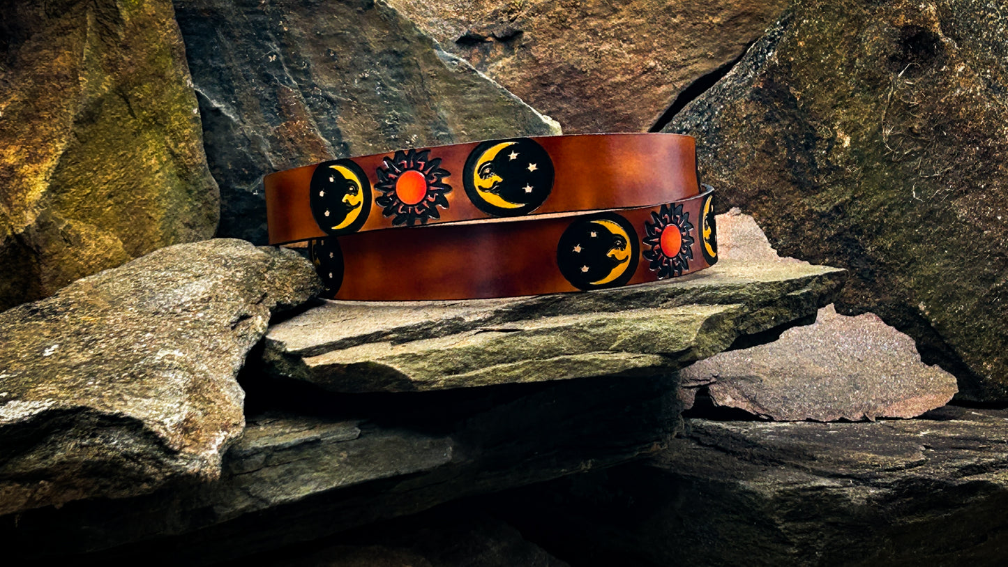 Painted Sun Moon & Stars Belt