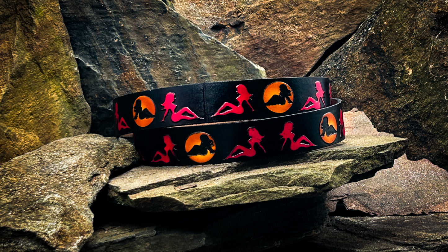 Painted Red Mud Flap Girl Silhouette Belt