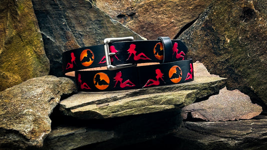 Painted Red Mud Flap Girl Silhouette Belt